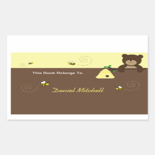 Beary Sweet Bear & Bee Custom Book Plate Aufkleber