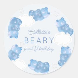 Beary Sweet Blue Gummy Bären Boy Geburtstag Runder Aufkleber