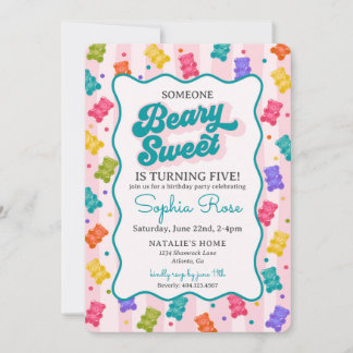 Beary Sweet Candy Gummy Bear Birthday Invitation Einladung