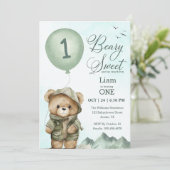 Beary Sweet Einladung zum ersten Geburtstag | (Stehend Vorderseite)