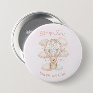 Beary Sweet Heißluftballon Geburtstag Button
