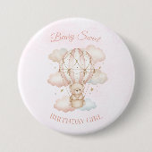 Beary Sweet Heißluftballon Geburtstag Button (Vorderseite)