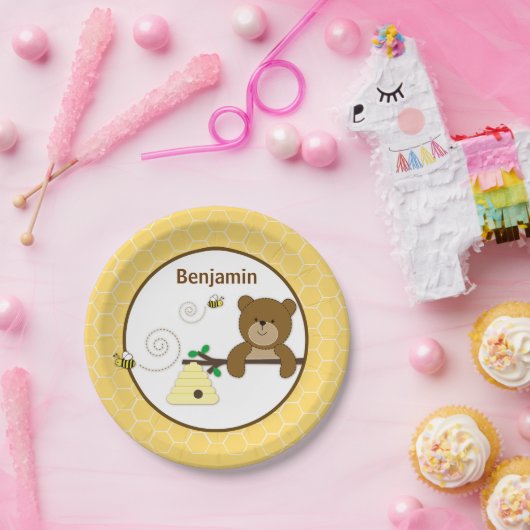 Beary Sweet Honey Bear & Bumble Bear Birthday Pappteller (Party)