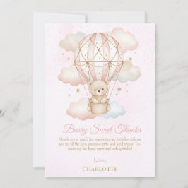 Beary Sweet Hot Air Balloon 1st Birthday Dankeskarte