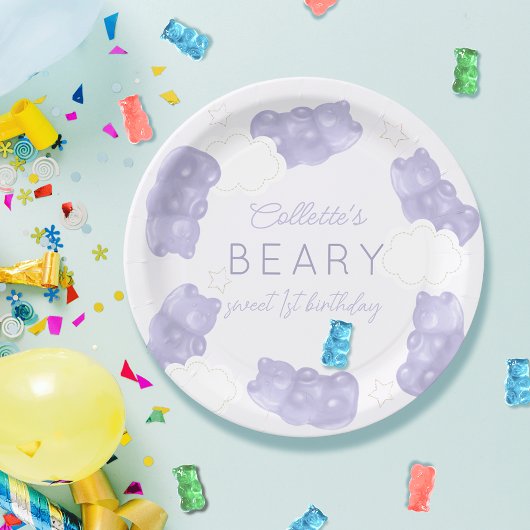 Beary Sweet Lila Gummy Bear Geburtstag Pappteller