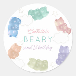 Beary Sweet Pastel Colors Gummy Bären Geburtstag Runder Aufkleber