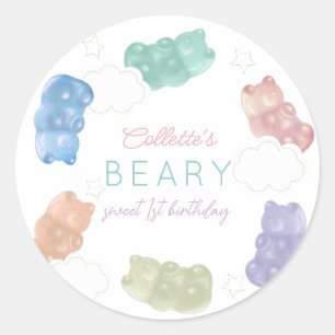 Beary Sweet Pastel Colors Gummy Bären Geburtstag Runder Aufkleber