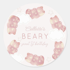 Beary Sweet Pink Gummy Bären Girl Geburtstag Runder Aufkleber