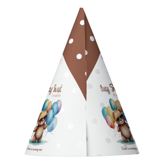 Beary Sweet Teddy Bär mit Brille und Ballon Partyhütchen (Rückseite)