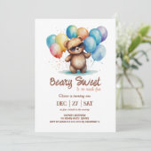 Beary Sweet Teddy mit Brillen und Ballons Einladung (Stehend Vorderseite)
