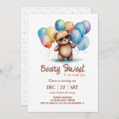 Beary Sweet Teddy mit Brillen und Ballons Einladung (Vorne/Hinten)