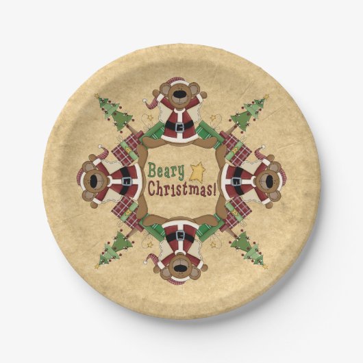 Beary Weihnachten Pappteller (Vorderseite)