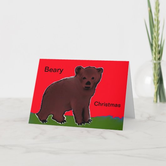 Beary Weihnachtsgruß-KarteBärenjunges Feiertagskarte (Vorderseite)