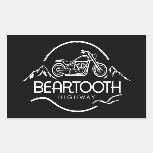 Bearzahnweg Montana Wyoming Motorrad Rechteckiger Aufkleber (Vorderseite)