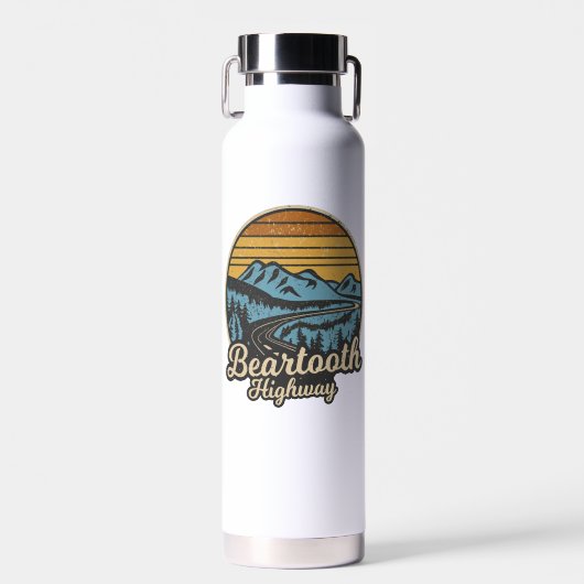 Bearzahnweg Montana Wyoming Retro Trinkflasche (Vorne)