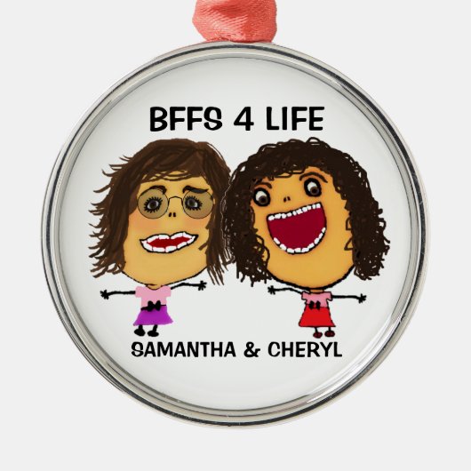 Beast Friends OR Sisters Cartoon Ornament Aus Metall (Vorne)