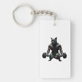 Beast Mode Gym Cat Keychain – Muscular Fitness Key Schlüsselanhänger