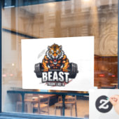 Beast Mode On – Fitness Workout T-Shirt Design Fensteraufkleber (Café-Fenster)