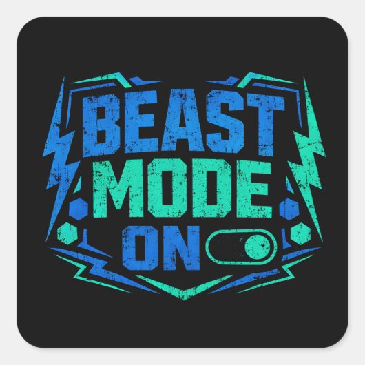 Beast Mode ON – Gym Activation Power Quadratischer Aufkleber (Vorderseite)