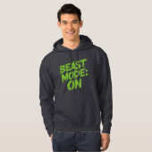 BEAST MODE: ON - Neon Green Distressed Text Hoodie (Vorne ganz)