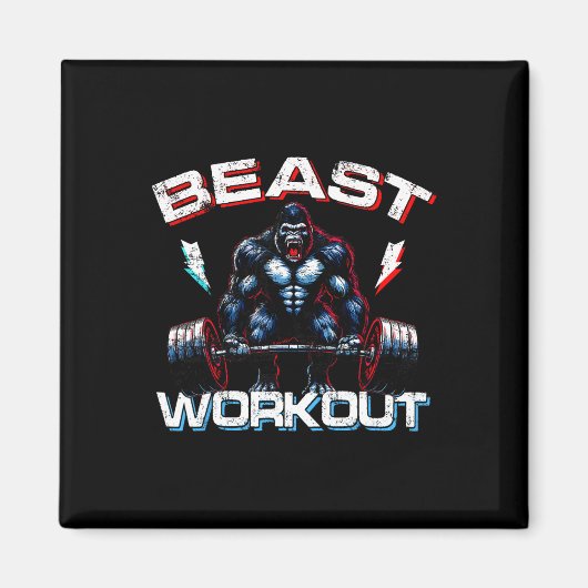 Beast Silverback Deadlift Gym Jokes Gorilla Workou Magnet (Vorne)