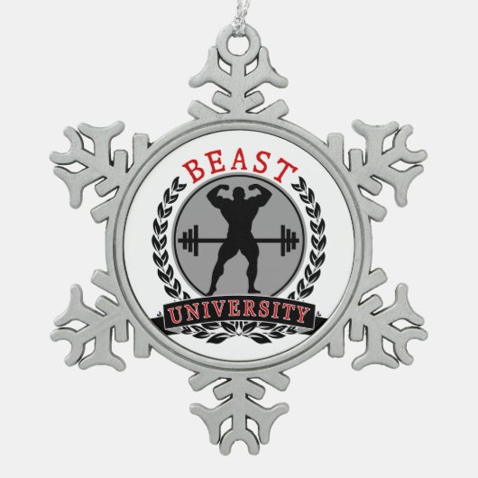 Beast Univ Bodybuilding Pewter Snowflake Ornament (Vorderseite)
