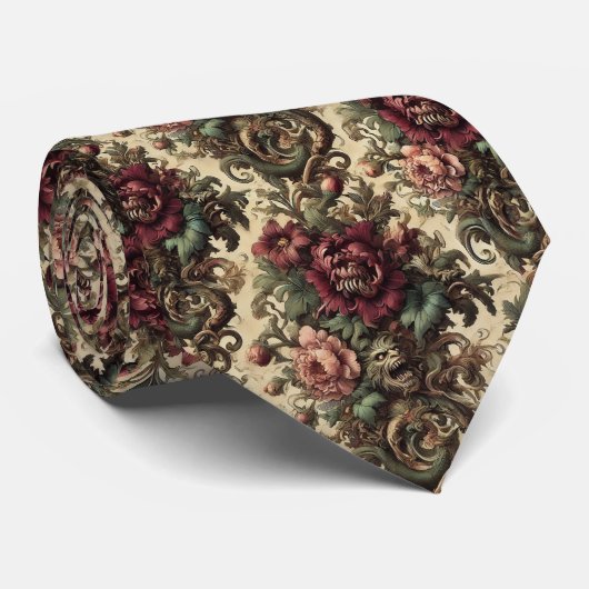 Beastly Bouquet - Gotisch Viktorianisch Krawatte (Gerollt)