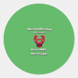 Beat Aids nicht Menschen. Welt-AIDS-Tag. Runder Aufkleber