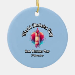 Beat Diabetes jetzt. Weltdiabetestag. Keramik Ornament
