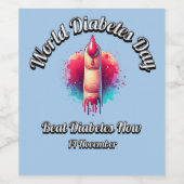 Beat Diabetes jetzt. Weltdiabetestag. Weinetikett (Einzelnes Label)