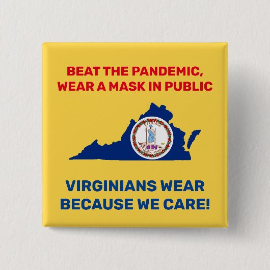 Beat the Pandemic 2" Square Button - Virginia (Vorderseite)