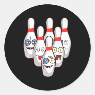 Beat Up Bowling Buttone Niedlich Duckpins T-Shirt Runder Aufkleber