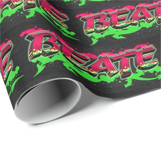 Beate Vorname Name Graffiti red green Geschenkpapier (Rolleneckpunkt)