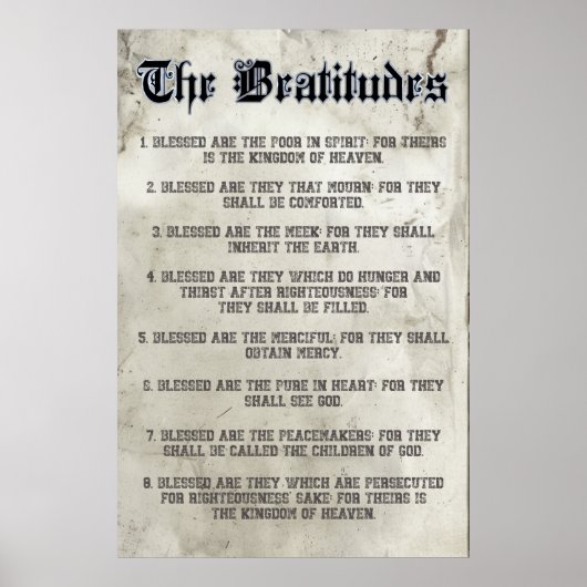 Beatitudes Evangelium Matthew Sermon auf dem Berg Poster (Vorne)