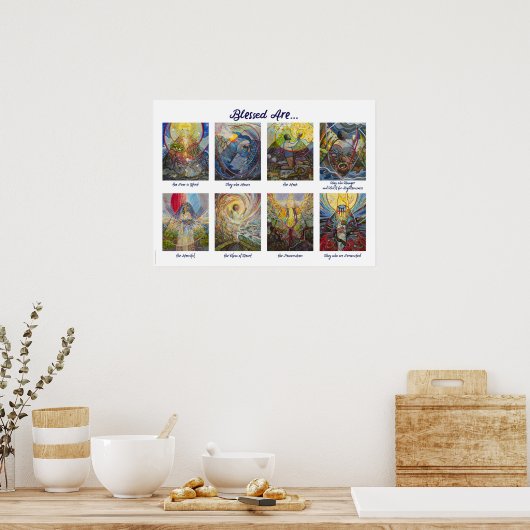 Beatitudes Illustriertes Christliches Poster (Küche)