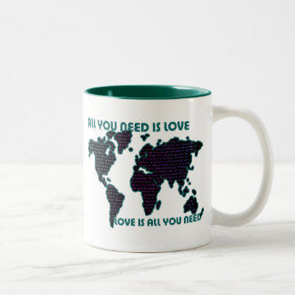 Beatles-alle Welt, die Sie benötigen, ist Liebe Zweifarbige Tasse