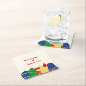 Beatles Garland mit Retro Weihnachtsschmuck Rechteckiger Pappuntersetzer (Vor Ort)