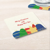 Beatles Garland mit Retro Weihnachtsschmuck Rechteckiger Pappuntersetzer (angewinkelt)