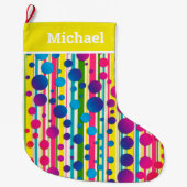 [Beatnik-Blasen] Retro-Polka-Dot gelb gestrichen Großer Weihnachtsstrumpf (Vorderseite)