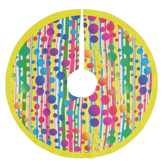 [Beatnik-Blasen] Retro-Polka-Dot gelb gestrichen Polyester Weihnachtsbaumdecke (Vorderseite)