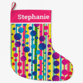 [Beatnik-Blasen] Retro-Polka-Dot gestrichen Rosa Großer Weihnachtsstrumpf (Vorderseite)