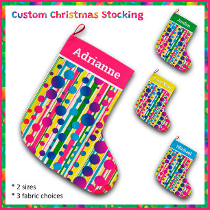 [Beatnik-Blasen] Retro-Polka-Dot gestrichen Rosa Großer Weihnachtsstrumpf