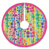 [Beatnik-Blasen] Retro-Polka-Dot gestrichen Rosa Polyester Weihnachtsbaumdecke (Vorderseite)