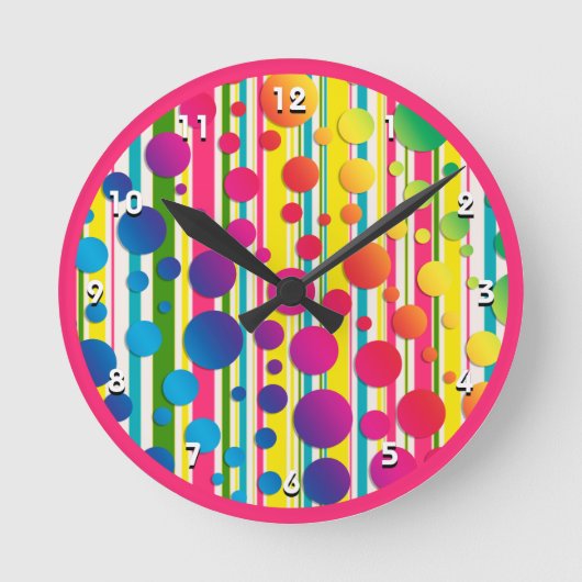 [Beatnik-Blasen] Retro-Polka-Dot gestrichen Rosa Runde Wanduhr (Vorderseite)