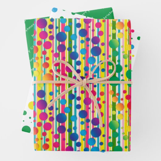 [Beatnik-Blasen] Retro-Polka-Dot grün gestrichen Geschenkpapier Set (Beispiel)