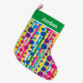 [Beatnik-Blasen] Retro-Polka-Dot grün gestrichen Großer Weihnachtsstrumpf (Vorderansicht (hängend))