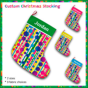 [Beatnik-Blasen] Retro-Polka-Dot grün gestrichen Großer Weihnachtsstrumpf