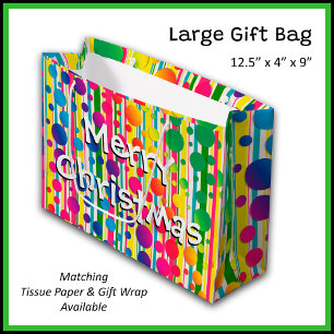 [Beatnik-Blasen] Retro-Polka-Dot Regenbogen Große Geschenktüte