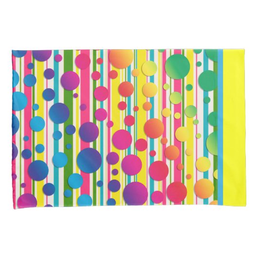 [Beatnik-Blasen] Retro Tupfen-gestreiftes Gelb Kissenbezug (Vorderseite-Rechts)