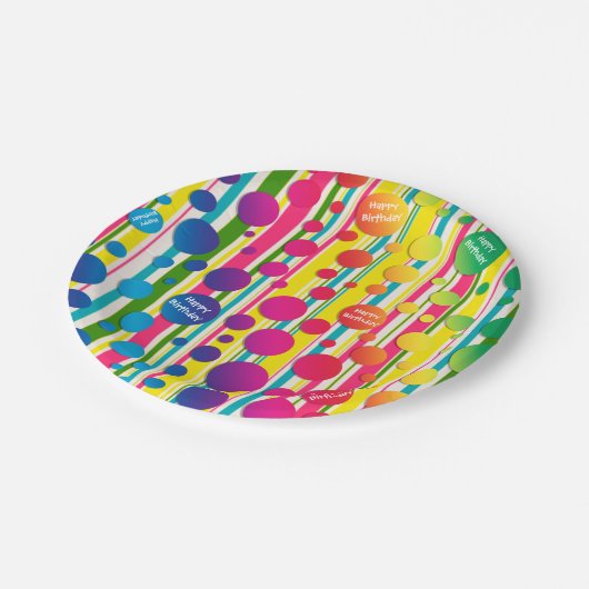 [Beatnik-Blasen] Retro Tupfen-Papier mit Pappteller (Schrägansicht)